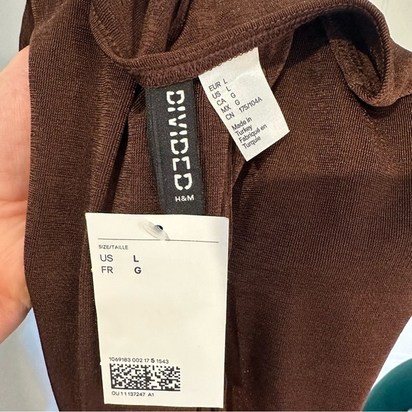 H&M Long Sleeve Tie Front Crop Top Brown Size Large - Picture 8 of 9